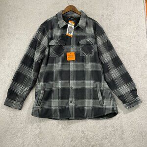 NEW Voyager Mens XXL Black & Gray Plaid Sherpa-Lined Shacket Polyester H1117